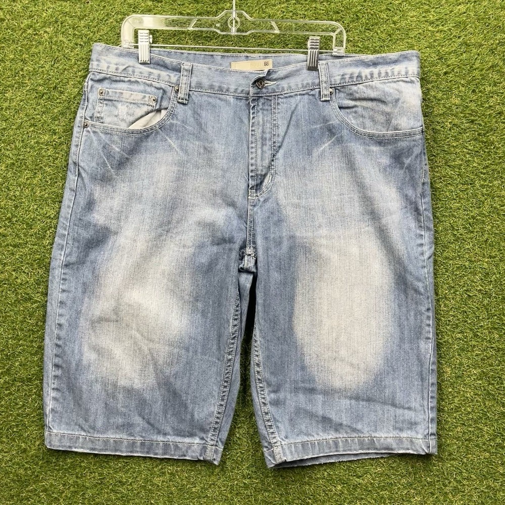 Route 66 Denim Shorts Mens 40 Light Wash Denim Y2K Grunge Summer Boho Skater